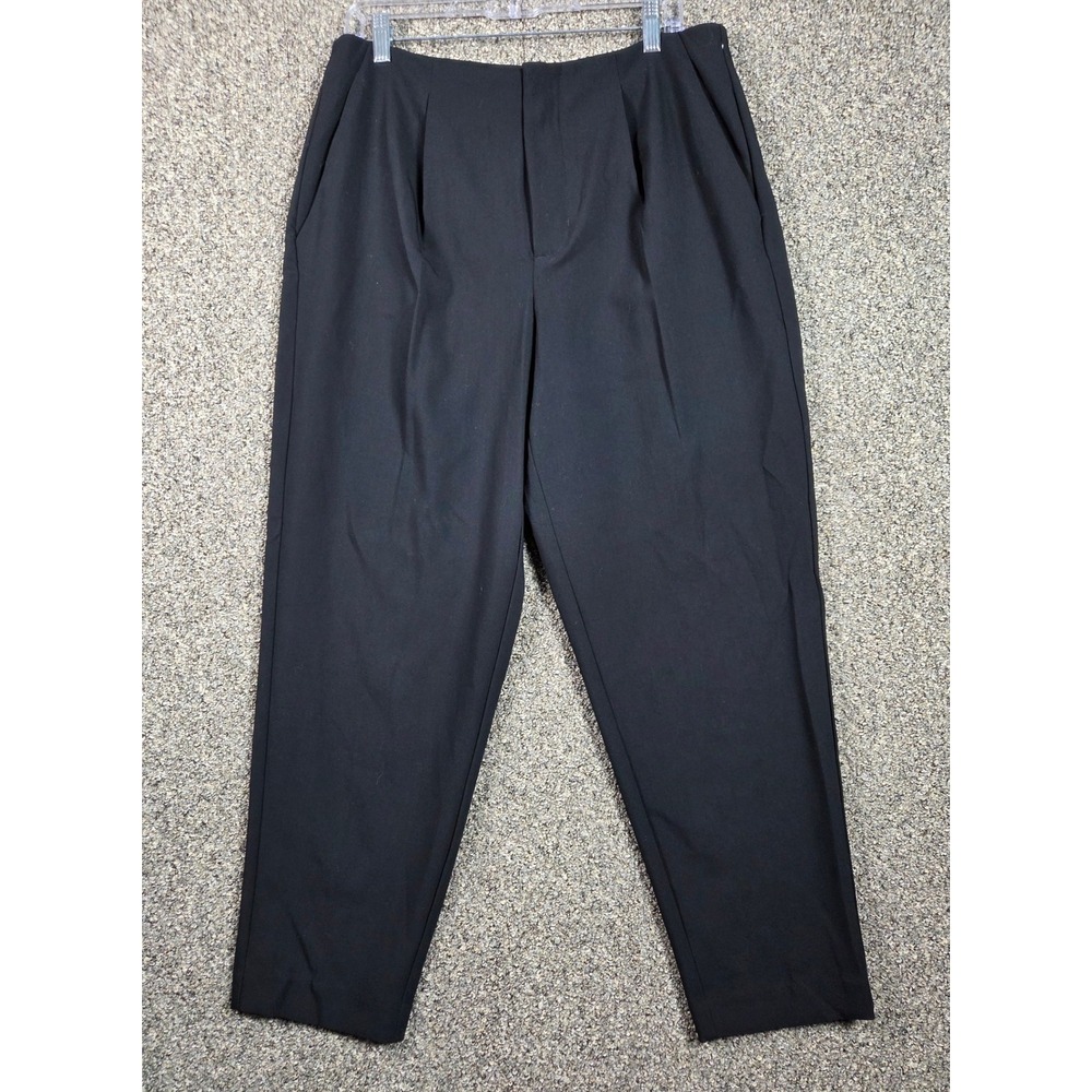 A New Day Stretch Pants Womens 12 Black Pleated‎ Tapered Office Casual Trousers